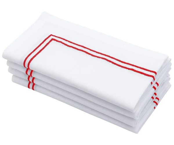 Red Double Line Embroidery Napkins Online now - Image 3