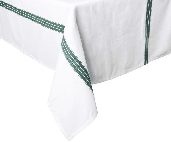 Green and White Striped Tablecloth For Cheap - Image 4