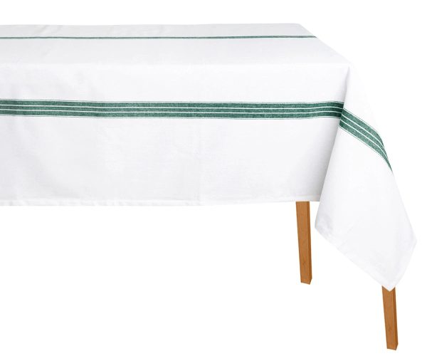 Green and White Striped Tablecloth For Cheap - Image 2