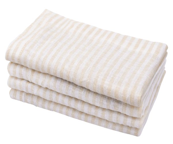 Beige Pinstripe Linen Napkins - Set of 4, 8 & More Supply - Image 4