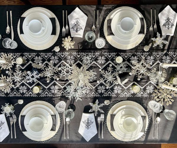Black Fabric Tablecloth - Hemstitched For Cheap - Image 5
