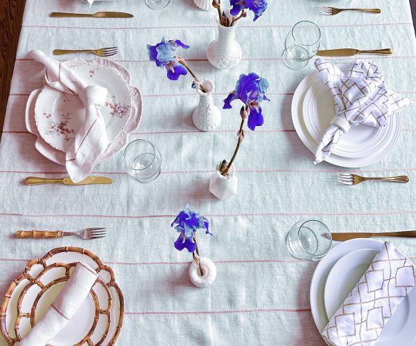 Copper Lurex Metallic Tablecloth For Sale - Image 3