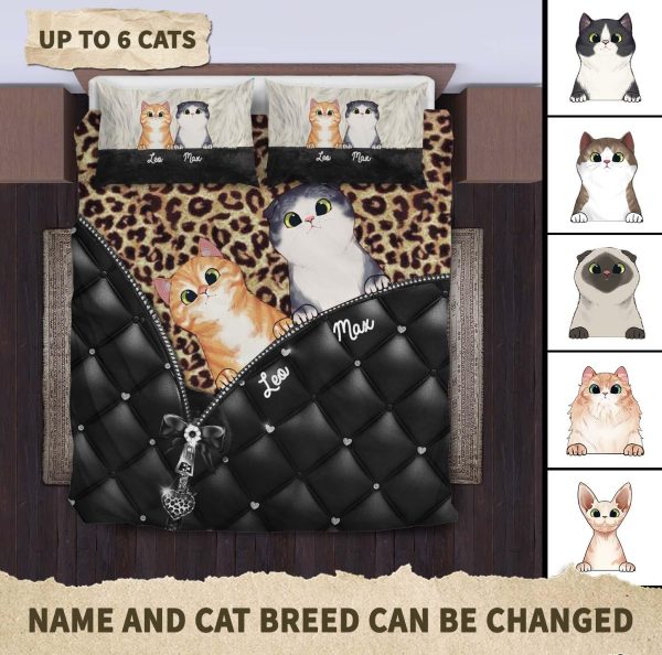 Cat Personalized Bedding Set, Personalized Gift for Cat Lovers, Cat Mom, Cat Dad - BD018PS09 Cheap