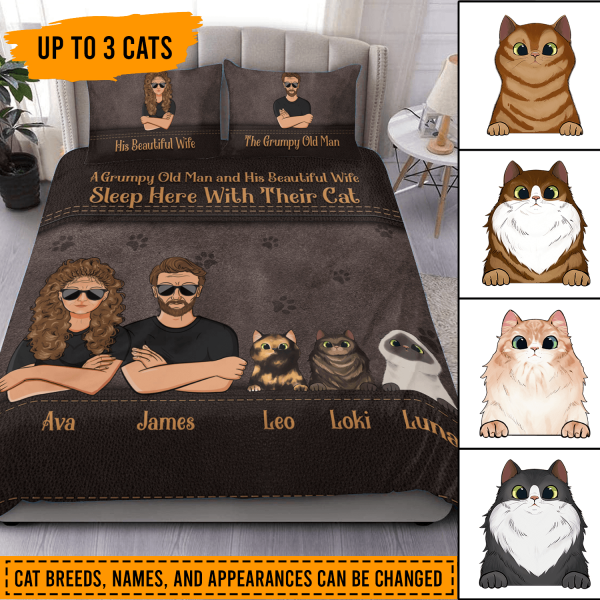 Cat Personalized Bedding Set, Personalized Gift for Cat Lovers, Cat Mom, Cat Dad - BD032PS04 Cheap