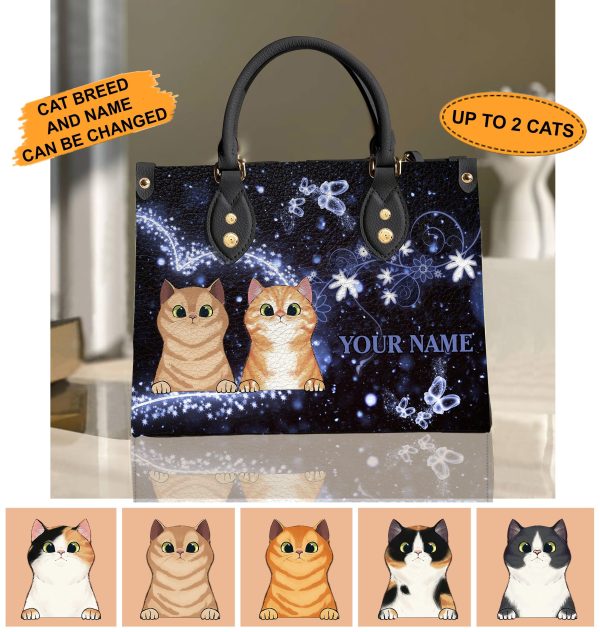 Cat Personalized Leather Handbag, Personalized Gift for Cat Lovers, Cat Mom, Cat Dad - LD001PS00 Hot on Sale