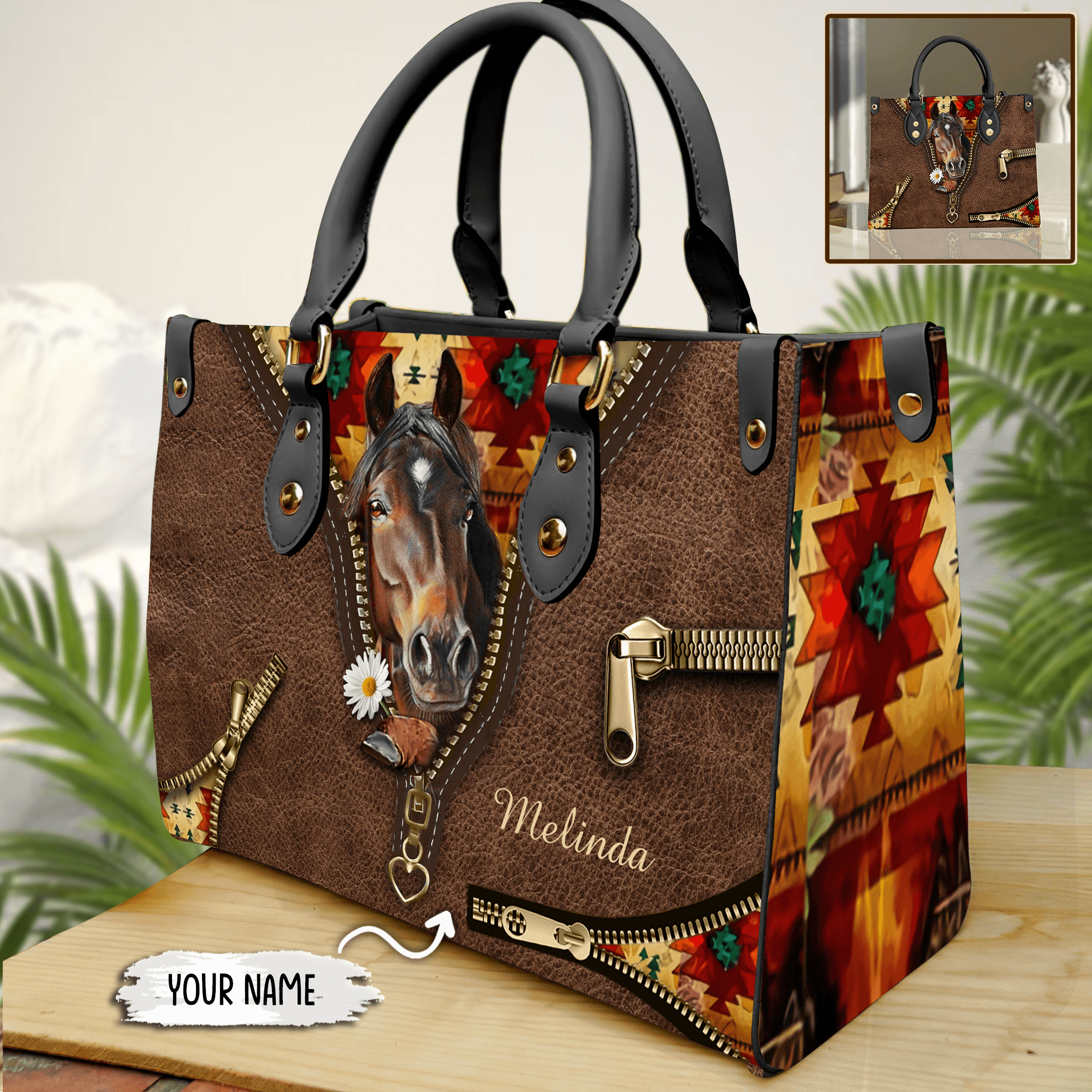 Personalized Horse Leather Handbag, Personalized Gift for Horse Lovers – LD011PS03 For Discount