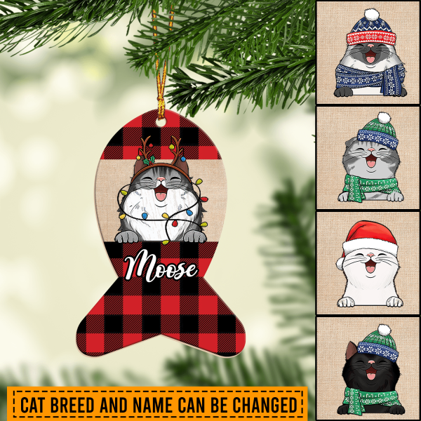Cute Cat In Fish Shape Personalized Custom Shaped Ornament, Personalized Gift for Cat Lovers, Cat Mom, Cat Dad - WO014PS08 Cheap