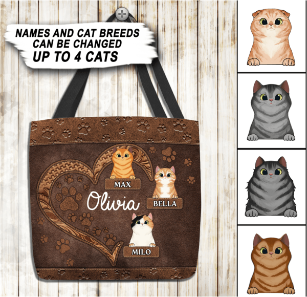 Cat Personalized All Over Tote Bag, Personalized Gift for Cat Lovers, Cat Mom, Cat Dad - TO012PS09 Fashion
