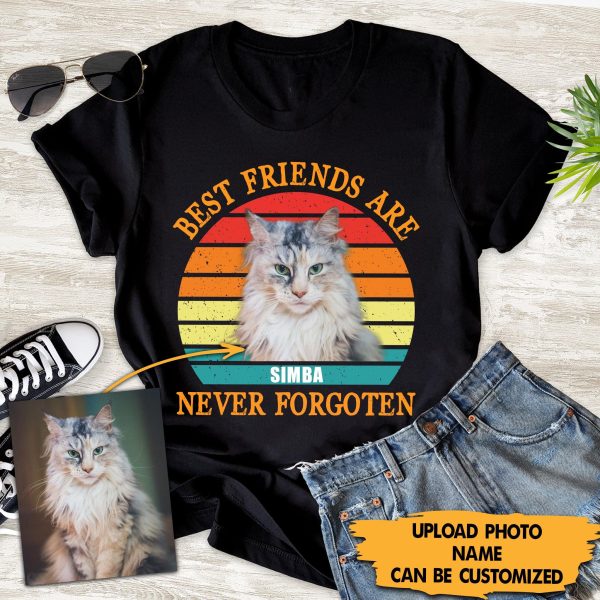 Best Friends Are Never Forgoten Cat Personalized T-shirt, Personalized Gift for Cat Lovers, Cat Mom, Cat Dad - TS009PS06 Sale