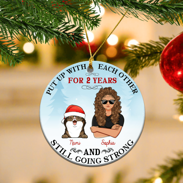 Put Up With Each Other Cat Personalized Round Ornament, Personalized Gift for Cat Lovers, Cat Mom, Cat Dad - RO017PS05 Cheap - Image 2