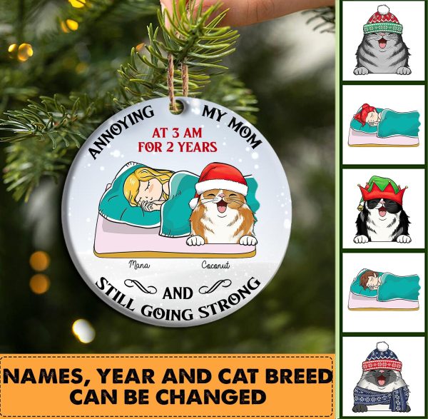 Annoying My Mom Cat Personalized Round Ornament, Personalized Gift for Cat Lovers, Cat Mom, Cat Dad - RO018PS05 Online now