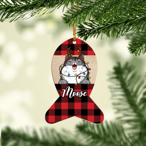 Cute Cat In Fish Shape Personalized Custom Shaped Ornament, Personalized Gift for Cat Lovers, Cat Mom, Cat Dad - WO014PS08 Cheap - Image 2